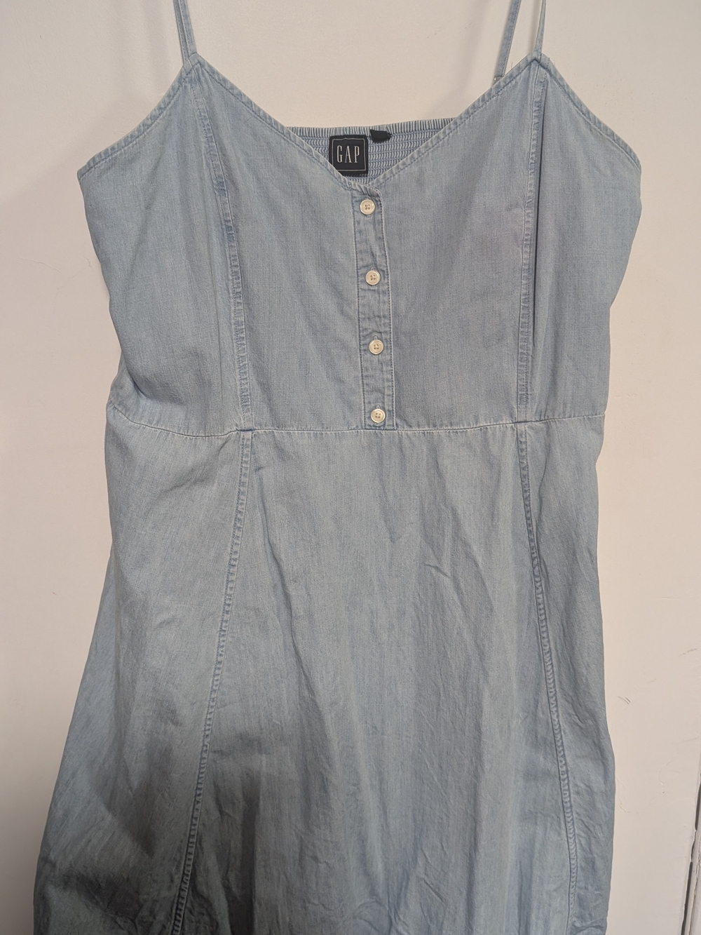 GAP Light Blue Denim Spaghetti Strap Dress